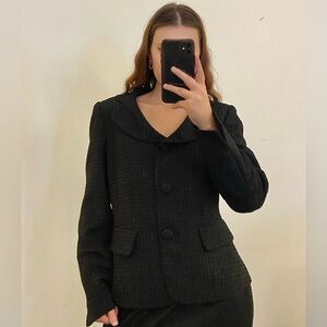 KASPER Black houndstooth cropped blazer